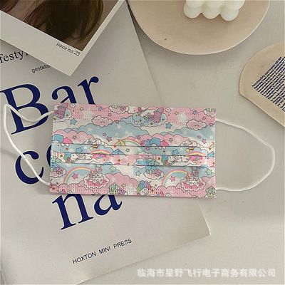 10 chiếc Khẩu trang in hình dễ thương với ba lớp kháng khuẩn, dây đeo chắc chắn, ôm khít gương mặt PK1019