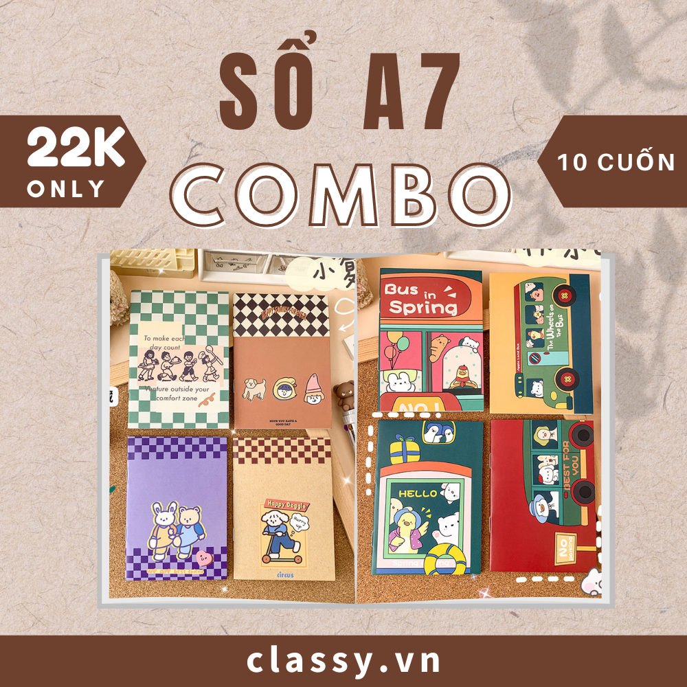 Combo 10 cuốn Sổ tay mini họa tiết dễ thương 85x120mm, ghi chép từ vựng, công thức tiện lợi mang theo bên người PK1139