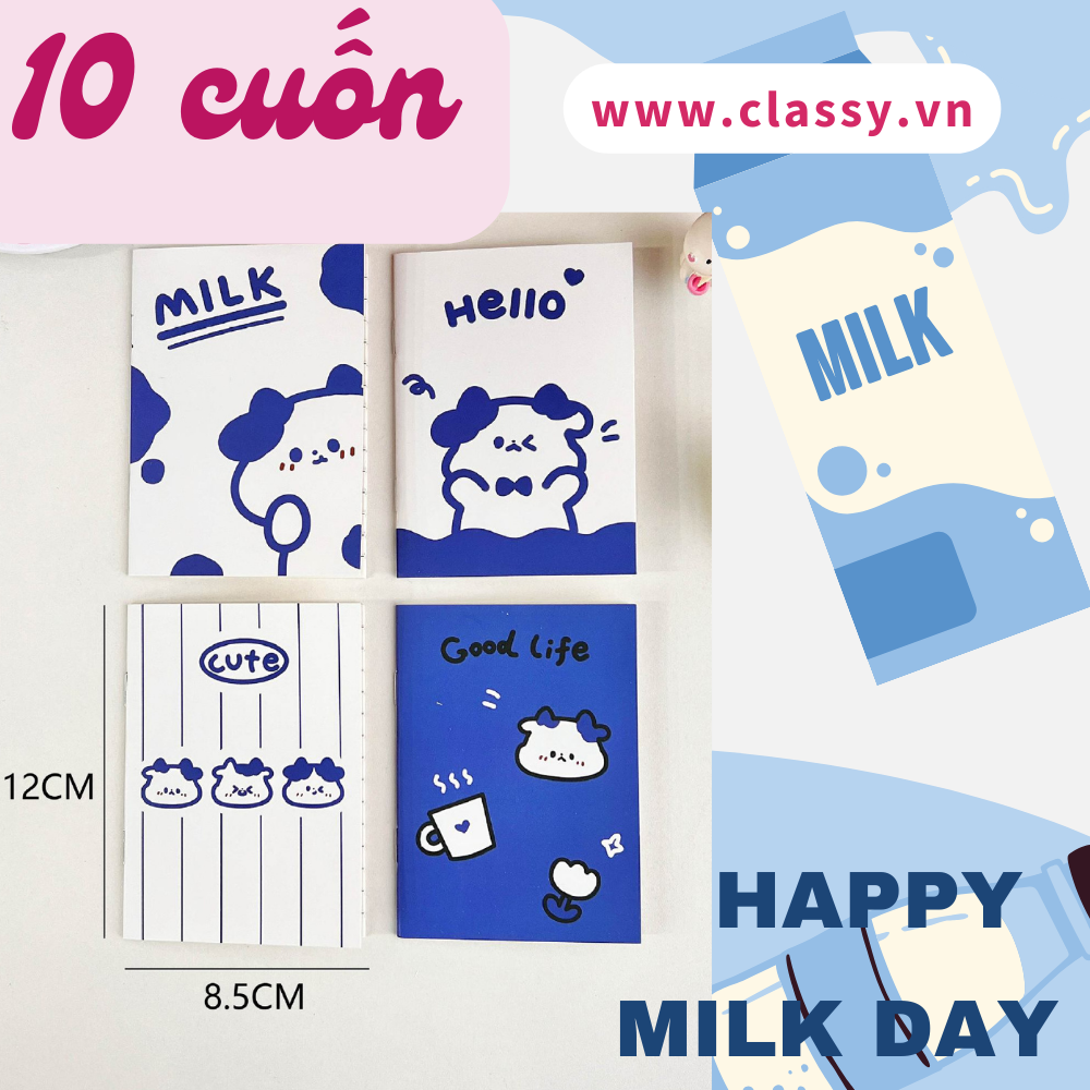 Combo 10 cuốn Sổ tay mini họa tiết dễ thương 85x120mm, ghi chép từ vựng, công thức tiện lợi mang theo bên người PK1139