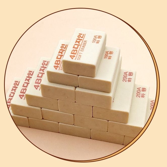 COMBO 5 Gôm tẩy hình chữ nhật giúp tẩy sạch vết bút chì, không gây rách giấy PK1199