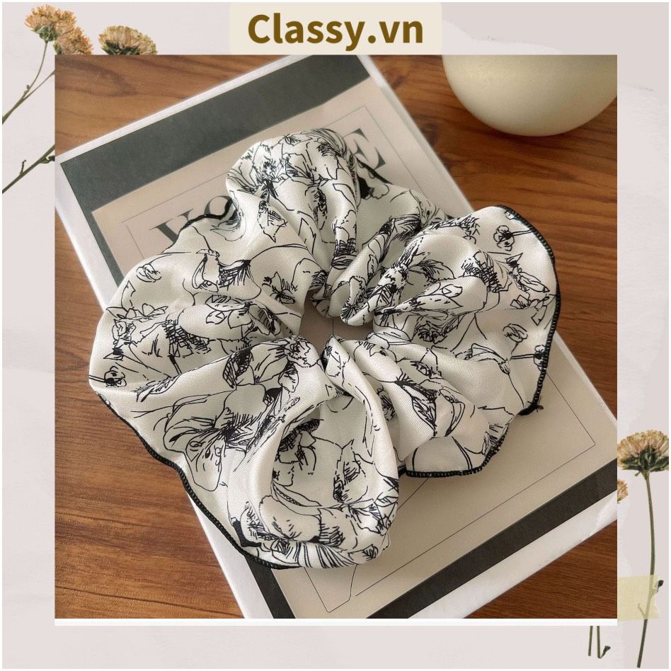 Dây cột tóc vải satin to bản, sang trọng, họa tiết hoa dễ thương, có thể dùng làm phụ kiện chụp ảnh PK1235