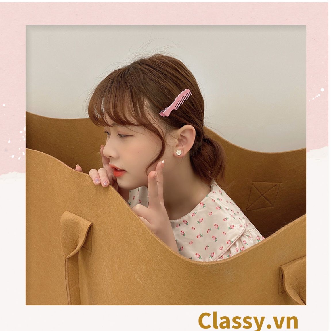 Kẹp tóc mái kiểu dáng chiếc lược, màu sắc pastel nhẹ nhàng dành cho nữ PK1218
