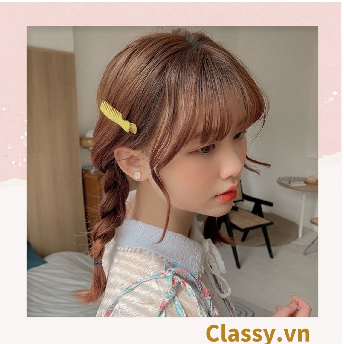 Kẹp tóc mái kiểu dáng chiếc lược, màu sắc pastel nhẹ nhàng dành cho nữ PK1218