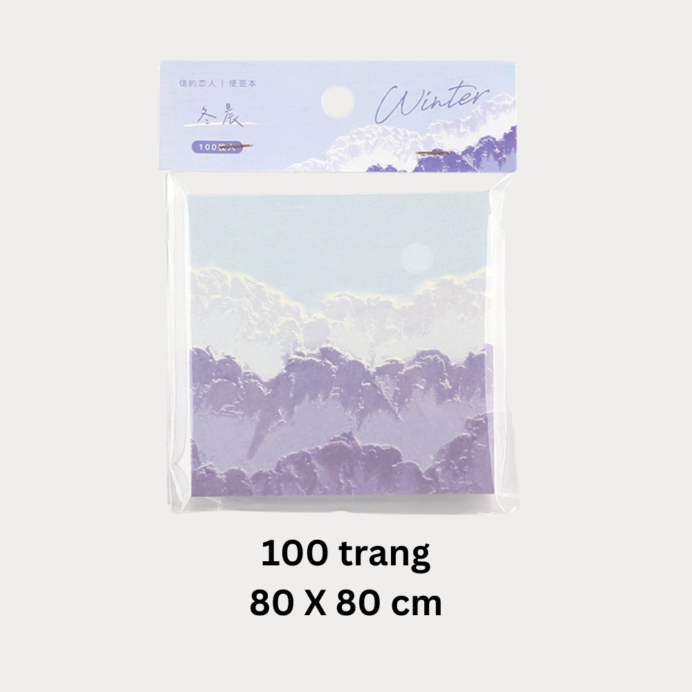100 tờ Giấy note, giấy ghi chú họa tiết bầu trời lãng mạn PK726, loại không có keo dính, có thể xé rời