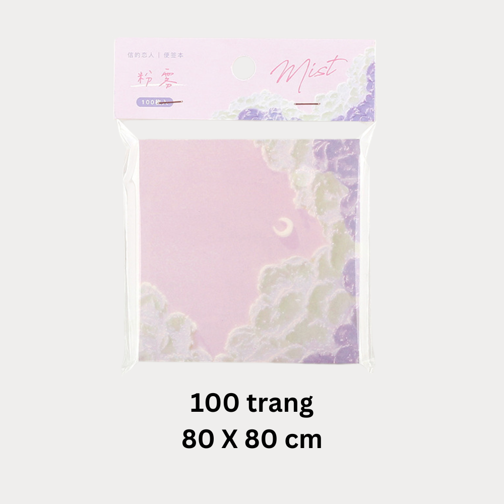 100 tờ Giấy note, giấy ghi chú họa tiết bầu trời lãng mạn PK726, loại không có keo dính, có thể xé rời
