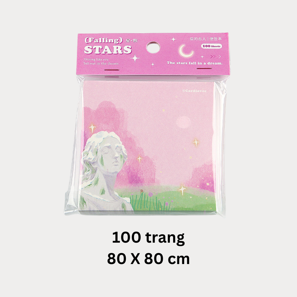 100 tờ Giấy note, giấy ghi chú họa tiết bầu trời lãng mạn PK726, loại không có keo dính, có thể xé rời