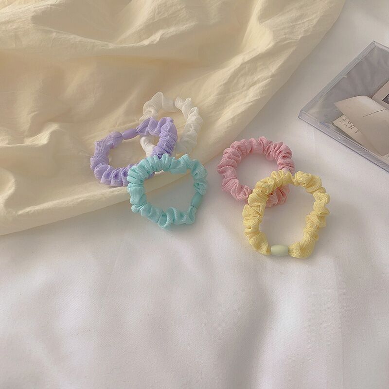 Combo 5 Dây cột tóc Classy đơn giản thanh lịch bằng vải phi bóng 5 màu Pastel PK1365
