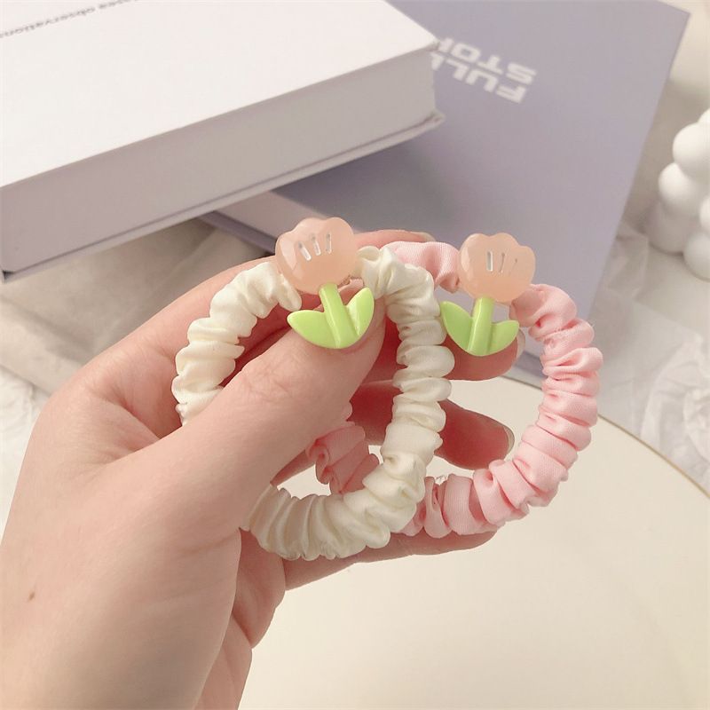 Dây cột tóc Classy bằng vải phi bóng hình chú thỏ con đáng yêu siêu bền PK1365