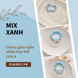  Dây cột tóc Classy bằng vải phi bóng hình chú thỏ con đáng yêu siêu bền PK1365 