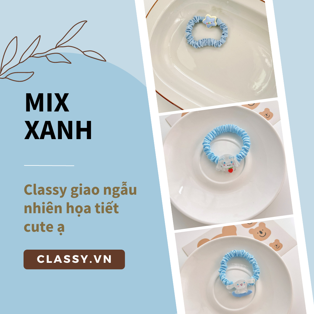 Dây cột tóc Classy bằng vải phi bóng hình chú thỏ con đáng yêu siêu bền PK1365