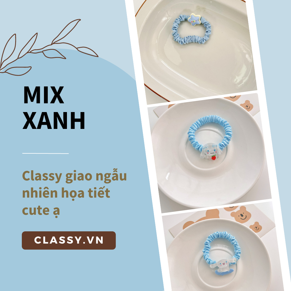  Dây cột tóc Classy bằng vải phi bóng hình chú thỏ con đáng yêu siêu bền PK1365 