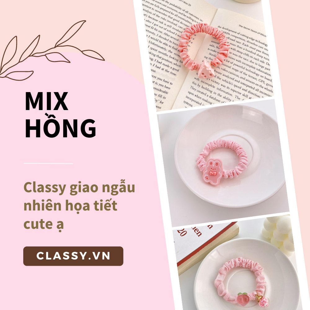 Dây cột tóc Classy bằng vải phi bóng hình chú thỏ con đáng yêu siêu bền PK1365