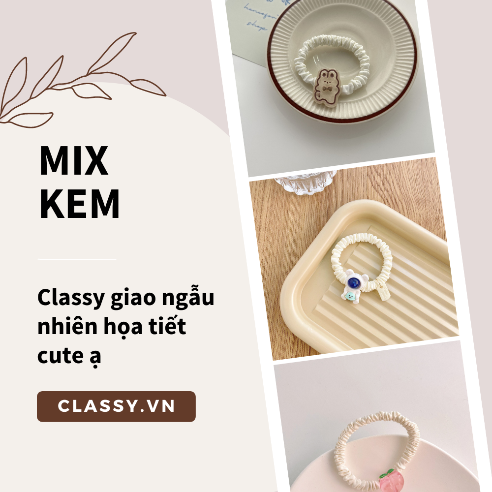  Dây cột tóc Classy bằng vải phi bóng hình chú thỏ con đáng yêu siêu bền PK1365 