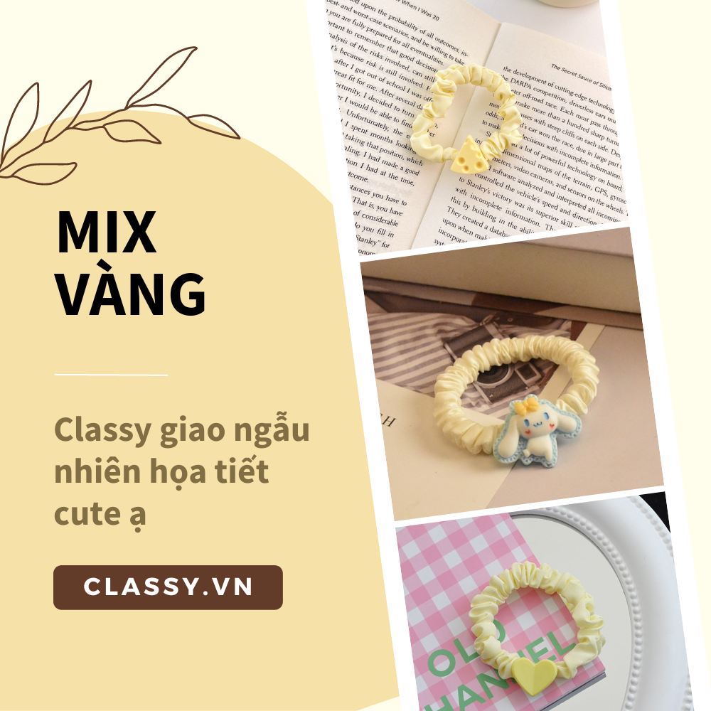 Dây cột tóc Classy bằng vải phi bóng hình chú thỏ con đáng yêu siêu bền PK1365