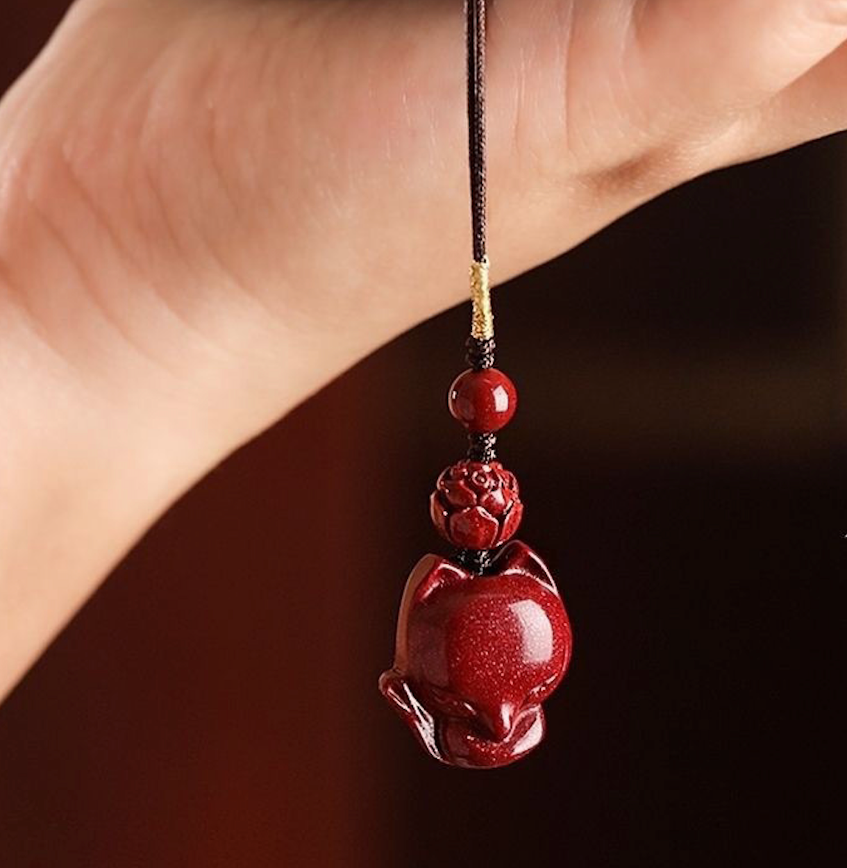 Classy Móc khóa phong thủy dài 21 cm hạt chu sa đỏ mang ý nghĩa may mắn gắn chìa khóa, điện thoại, sổ tay PK1420
