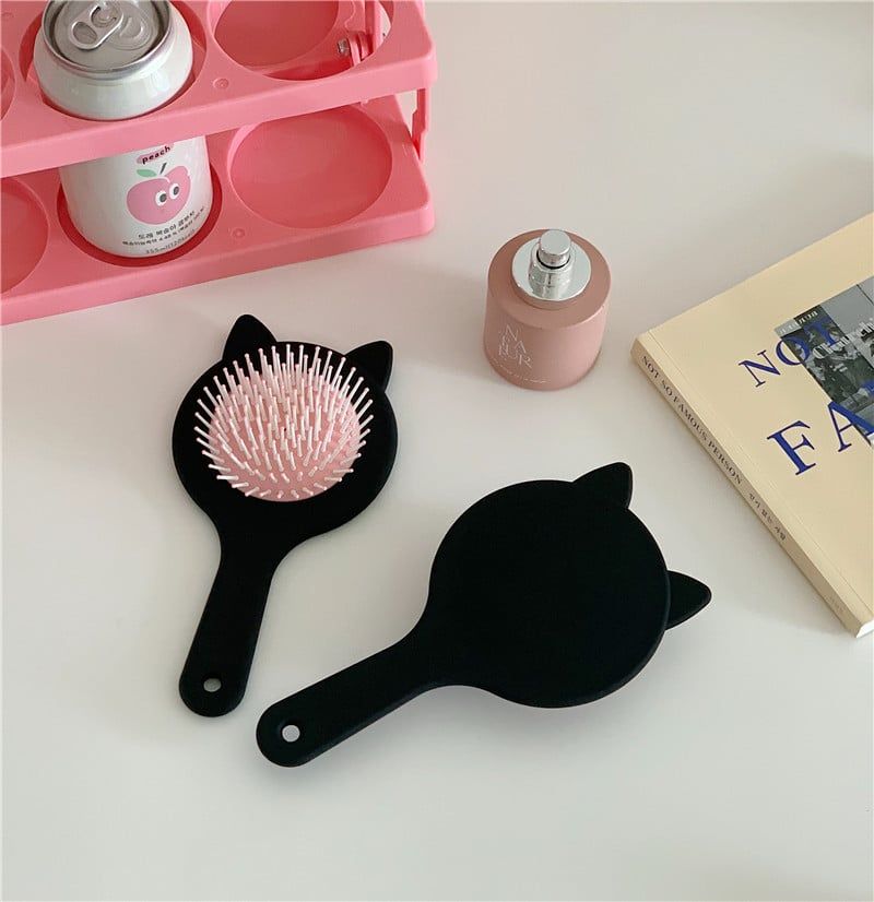 Classy Lược chải tóc, lược massage phong cách hàn quốc hình mèo đen hồng PK1552