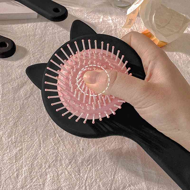 Classy Lược chải tóc, lược massage phong cách hàn quốc hình mèo đen hồng PK1552