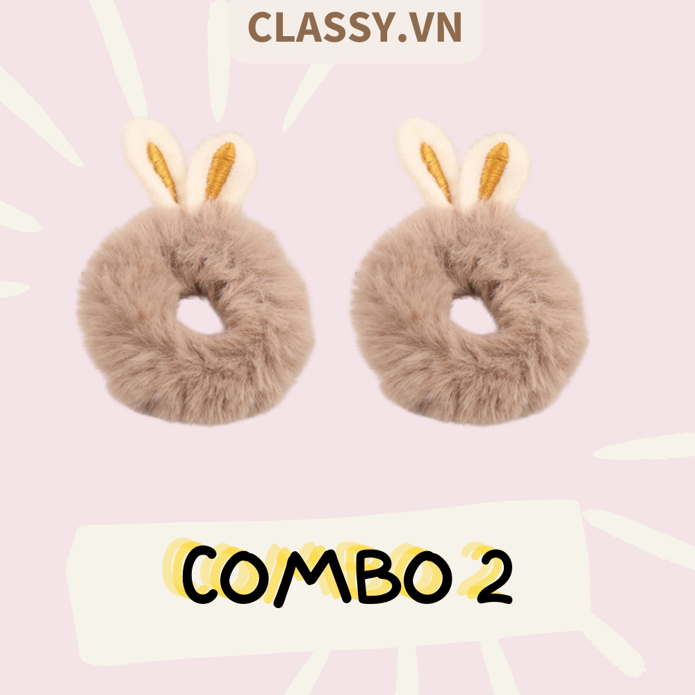Classy Bộ 2 dây cột tóc tai mèo siêu êm, phụ kiện tóc dễ thương PK1631