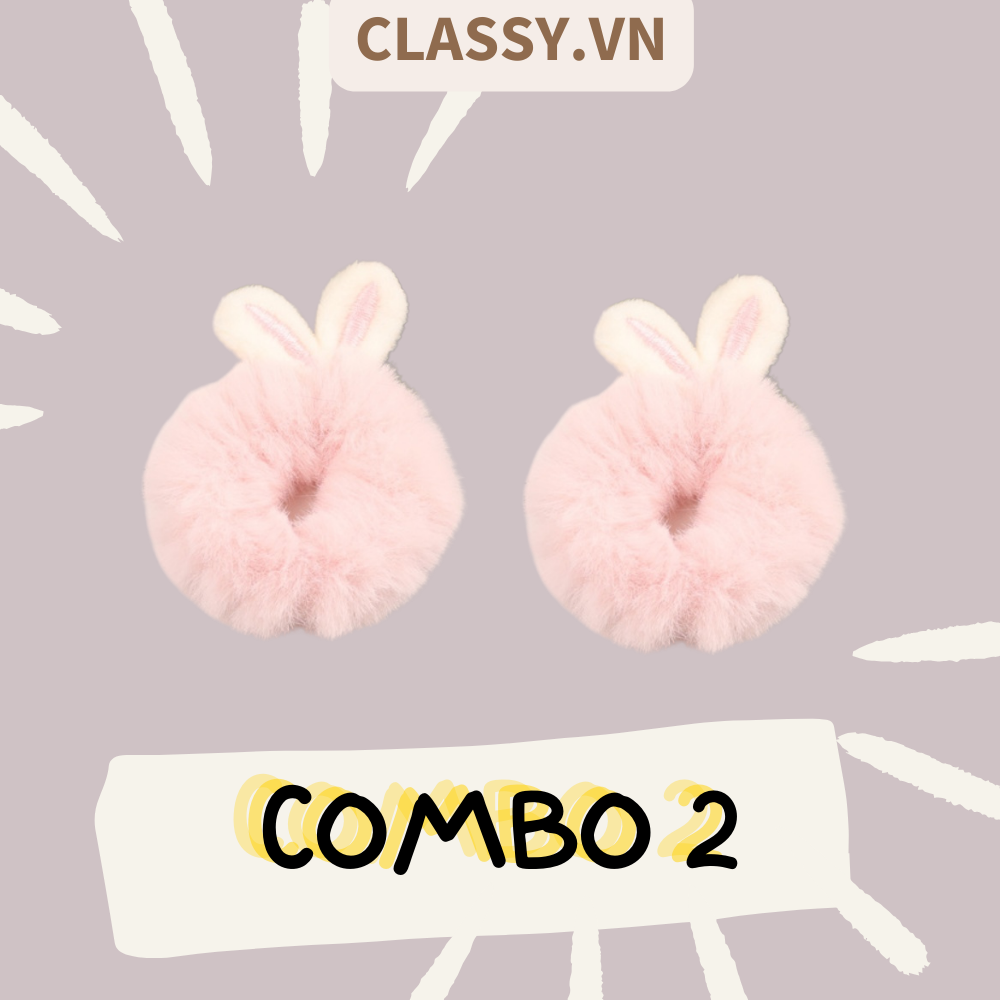 Classy Bộ 2 dây cột tóc tai mèo siêu êm, phụ kiện tóc dễ thương PK1631