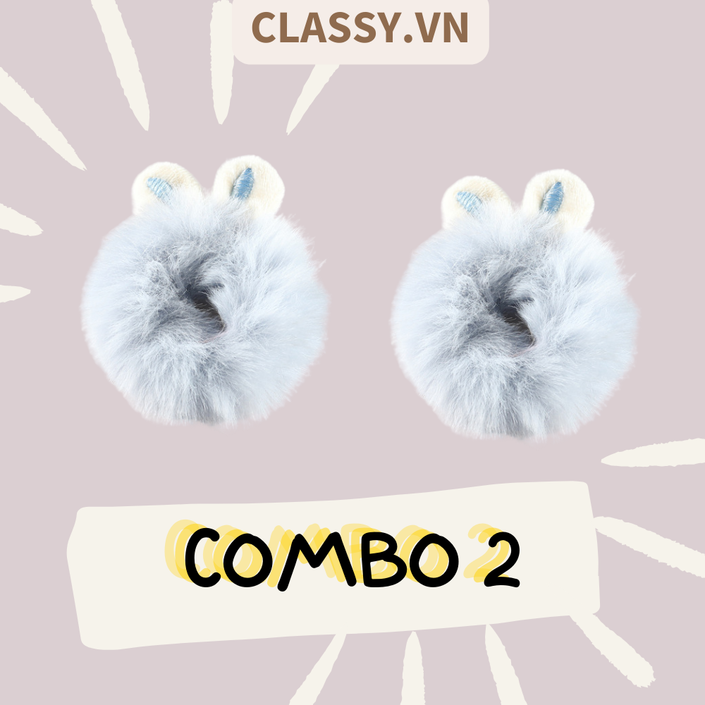 Classy Bộ 2 dây cột tóc tai mèo siêu êm, phụ kiện tóc dễ thương PK1631