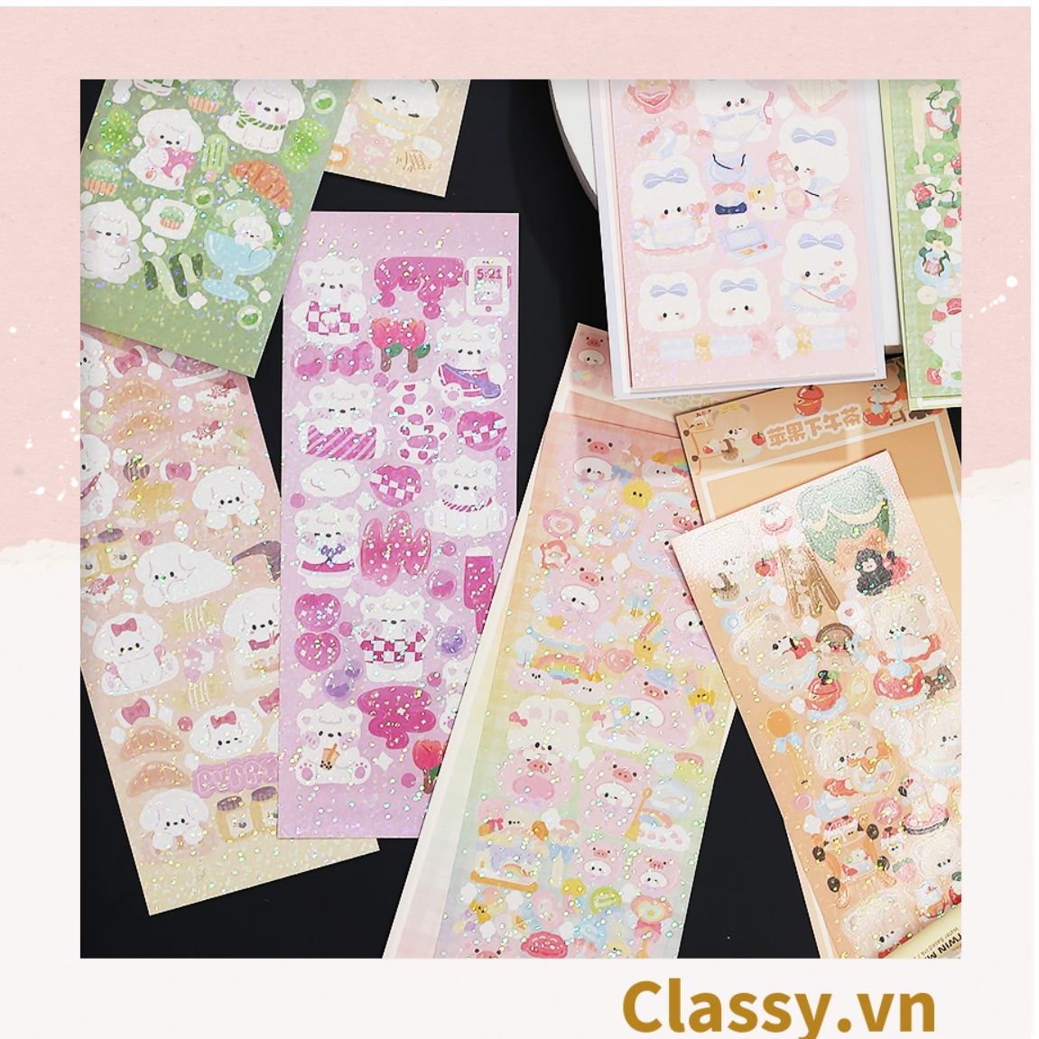  Classy Sticker Hoạt Hình Lấp Lánh Xinh Xắn Theo Phong Cách Hàn Quốc PK1700 