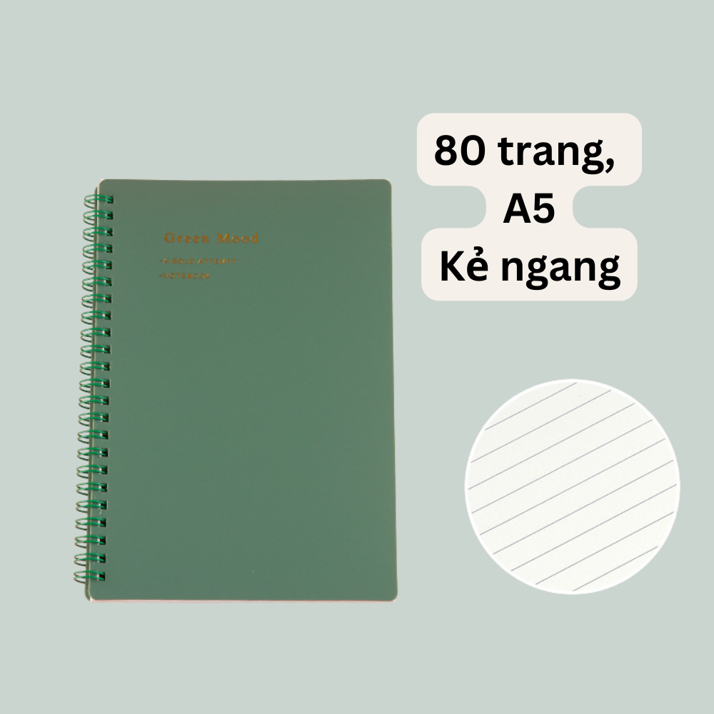 Sổ Kẻ ngang 80 trang bìa mờ kích thước A5 (20.8 X 14.4 CM) kiểu dáng Retro, Phong cách tối giản Classy Basic dùng để ghi chú, học tập, làm việc PK1735