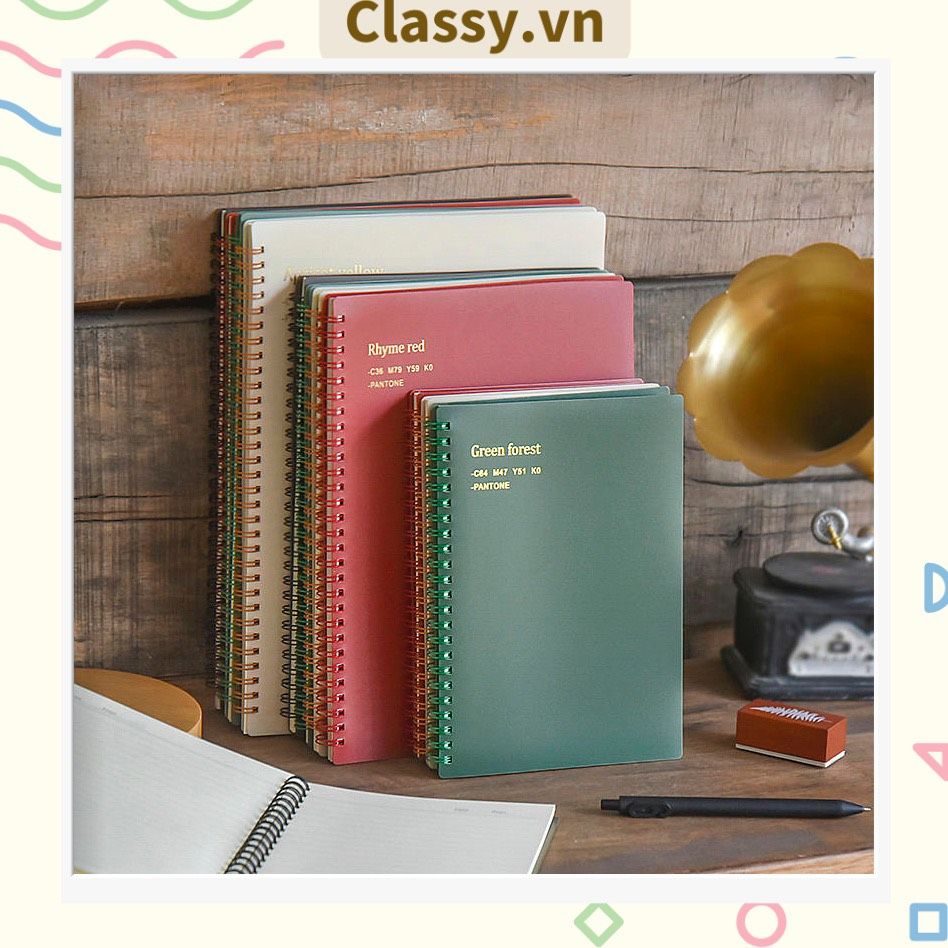 Sổ Kẻ ngang 80 trang bìa mờ kích thước A5 (20.8 X 14.4 CM) kiểu dáng Retro, Phong cách tối giản Classy Basic dùng để ghi chú, học tập, làm việc PK1735