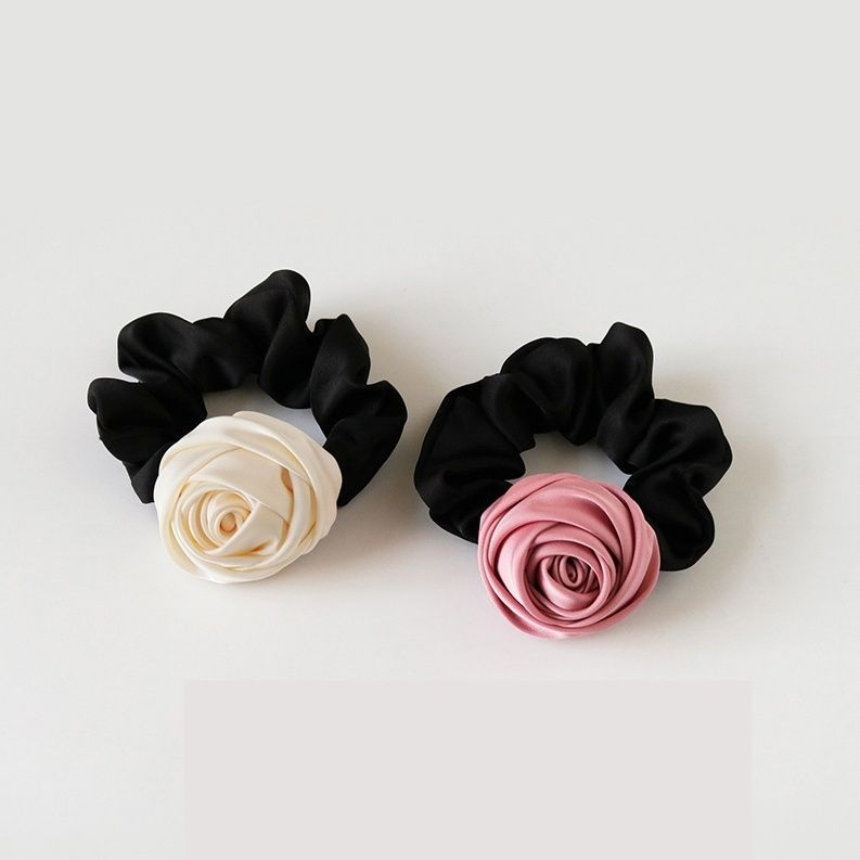 Dây cột tóc hoa hồng roses bằng vải satin sang trọng nữ tính, thun buộc tóc đáng yêu phong cách nữ tính dành cho nữ PK1737