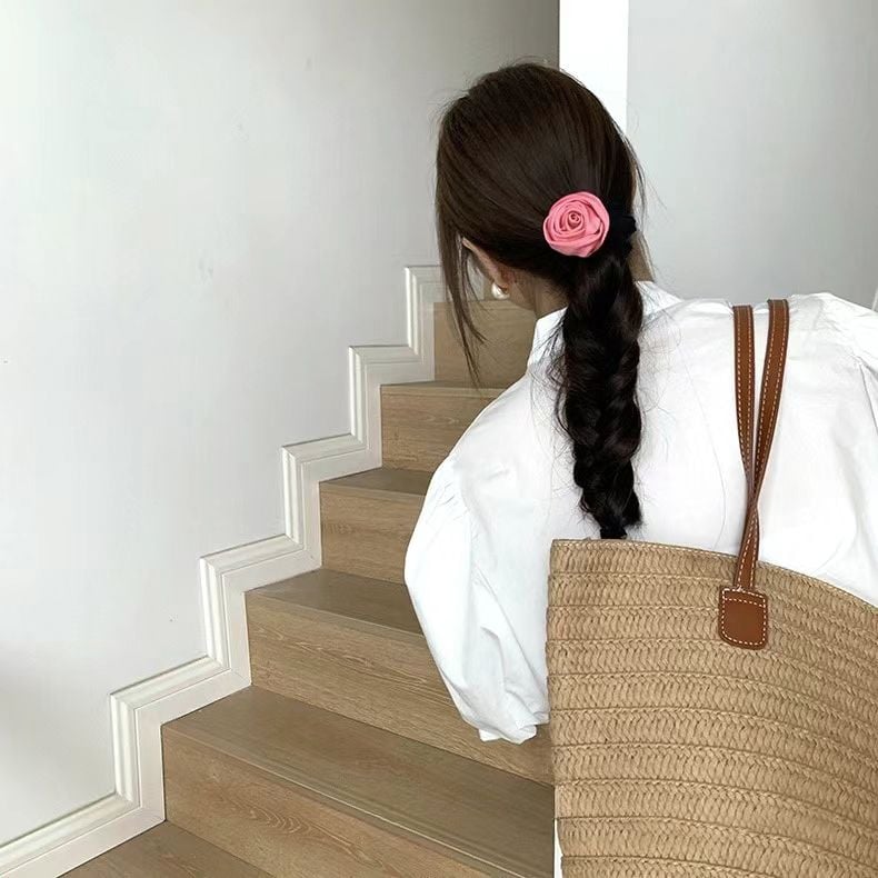 Dây cột tóc hoa hồng roses bằng vải satin sang trọng nữ tính, thun buộc tóc đáng yêu phong cách nữ tính dành cho nữ PK1737