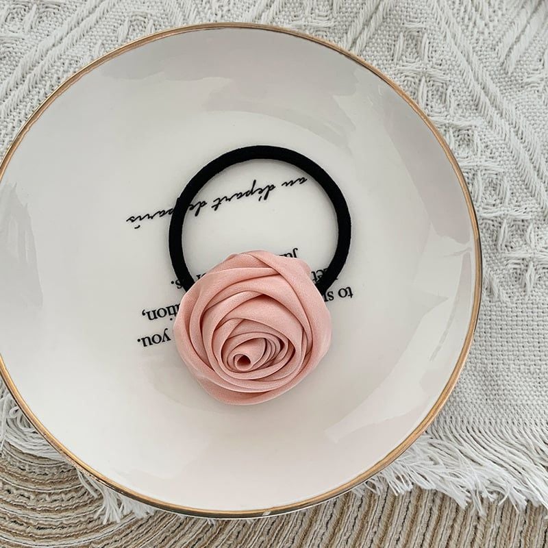 Dây cột tóc hoa hồng roses bằng vải satin sang trọng nữ tính, thun buộc tóc đáng yêu phong cách nữ tính dành cho nữ PK1737