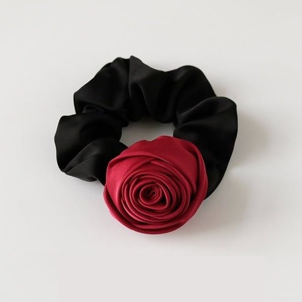 Dây cột tóc hoa hồng roses bằng vải satin sang trọng nữ tính, thun buộc tóc đáng yêu phong cách nữ tính dành cho nữ PK1737