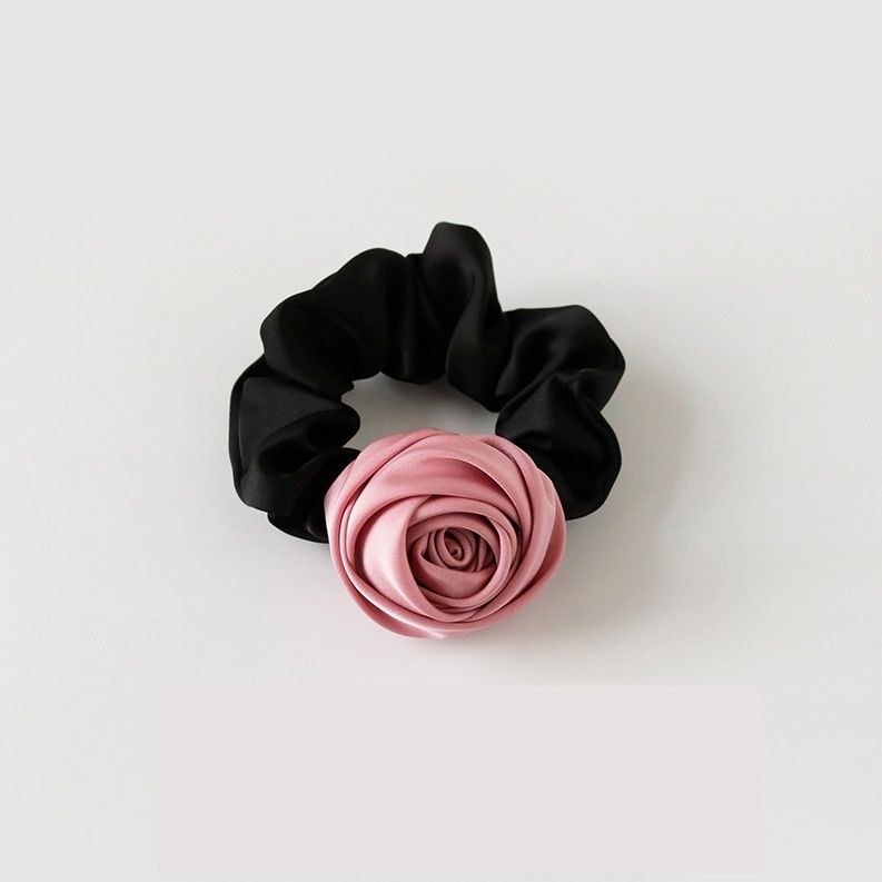 Dây cột tóc hoa hồng roses bằng vải satin sang trọng nữ tính, thun buộc tóc đáng yêu phong cách nữ tính dành cho nữ PK1737