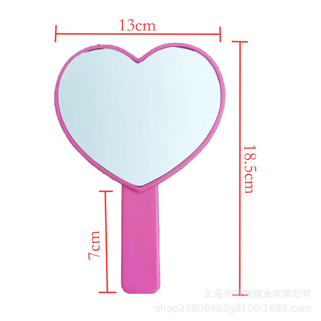 Gương soi cầm tay hình trái tim Kích thước 13*18.5cm màu hồng PK1825