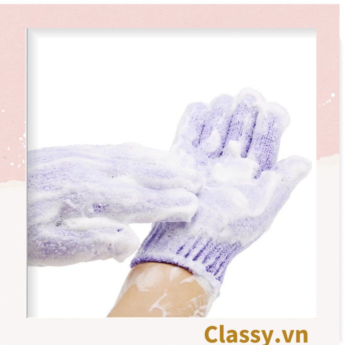  Cặp 2 chiếc găng tay tẩy tế bào chiếc (Túi 2 chiếc) màu hồng và trắng đa năng có thể massage và làm mịn da chi phí thấp PK1827 