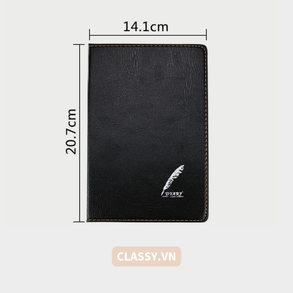  Sổ bìa da đen nhiều kích thước - Classy Notebook ghi chép cuộc họp, lập kế hoạch kinh doanh- 224 trang bìa tối giản- PK1834 