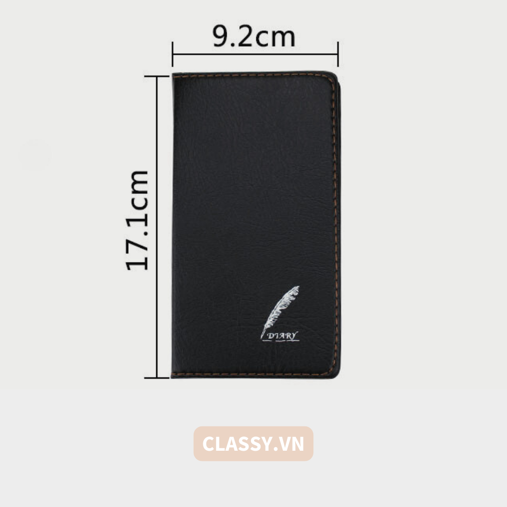 Sổ bìa da đen nhiều kích thước - Classy Notebook ghi chép cuộc họp, lập kế hoạch kinh doanh- 224 trang bìa tối giản- PK1834