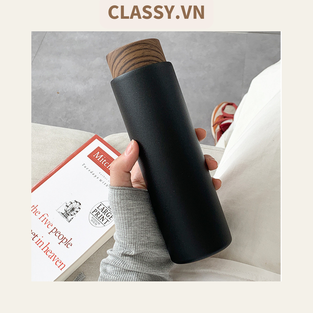 Bình giữ nhiệt inox cao cấp vân gỗ mờ mẫu mới PK1848 DUNG TÍCH 400ml giữ nhiệt lạnh GIỮ NHIỆT TỐT