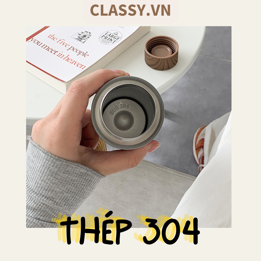 Bình giữ nhiệt inox cao cấp vân gỗ mờ mẫu mới PK1848 DUNG TÍCH 400ml giữ nhiệt lạnh GIỮ NHIỆT TỐT