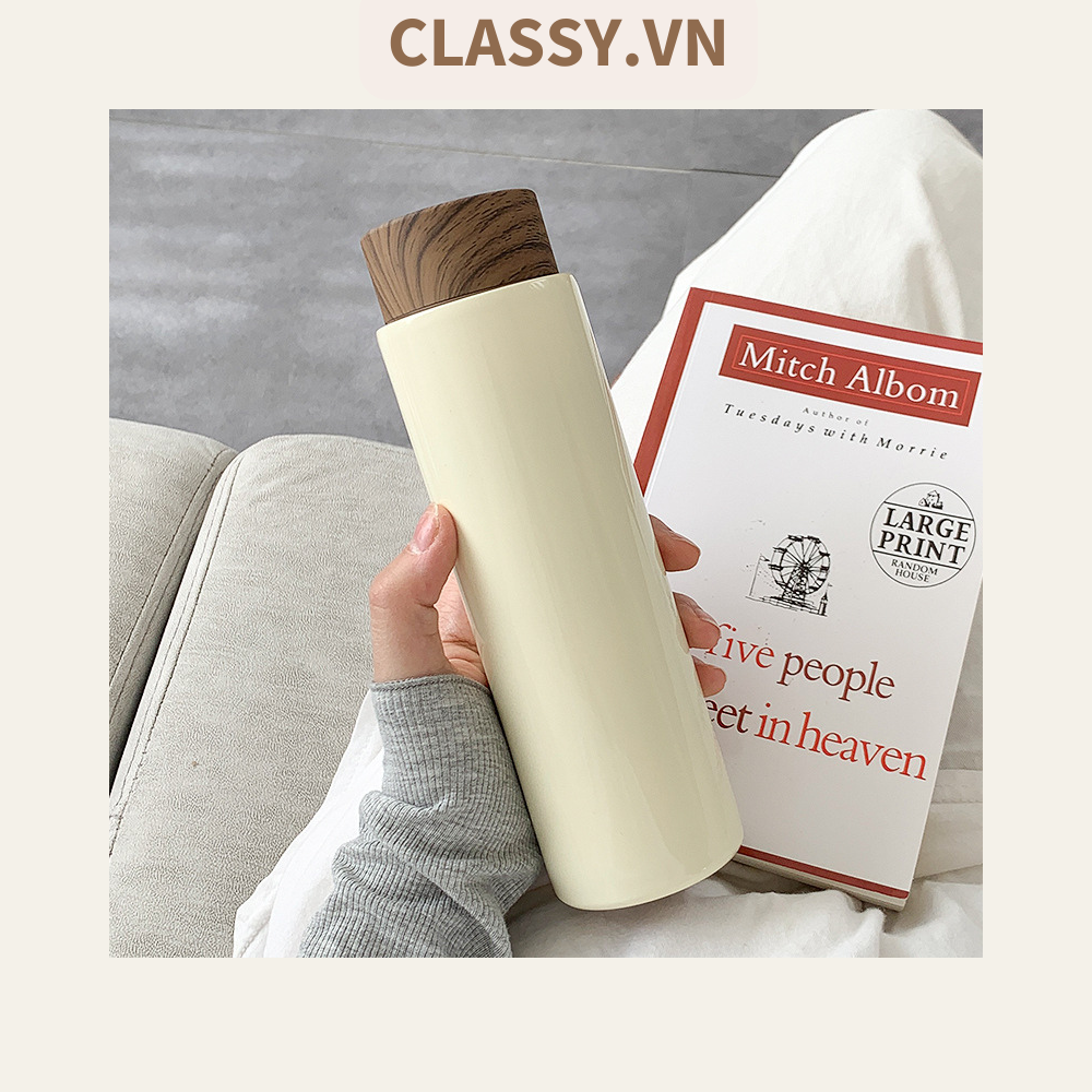 Bình giữ nhiệt inox cao cấp vân gỗ mờ mẫu mới PK1848 DUNG TÍCH 400ml giữ nhiệt lạnh GIỮ NHIỆT TỐT