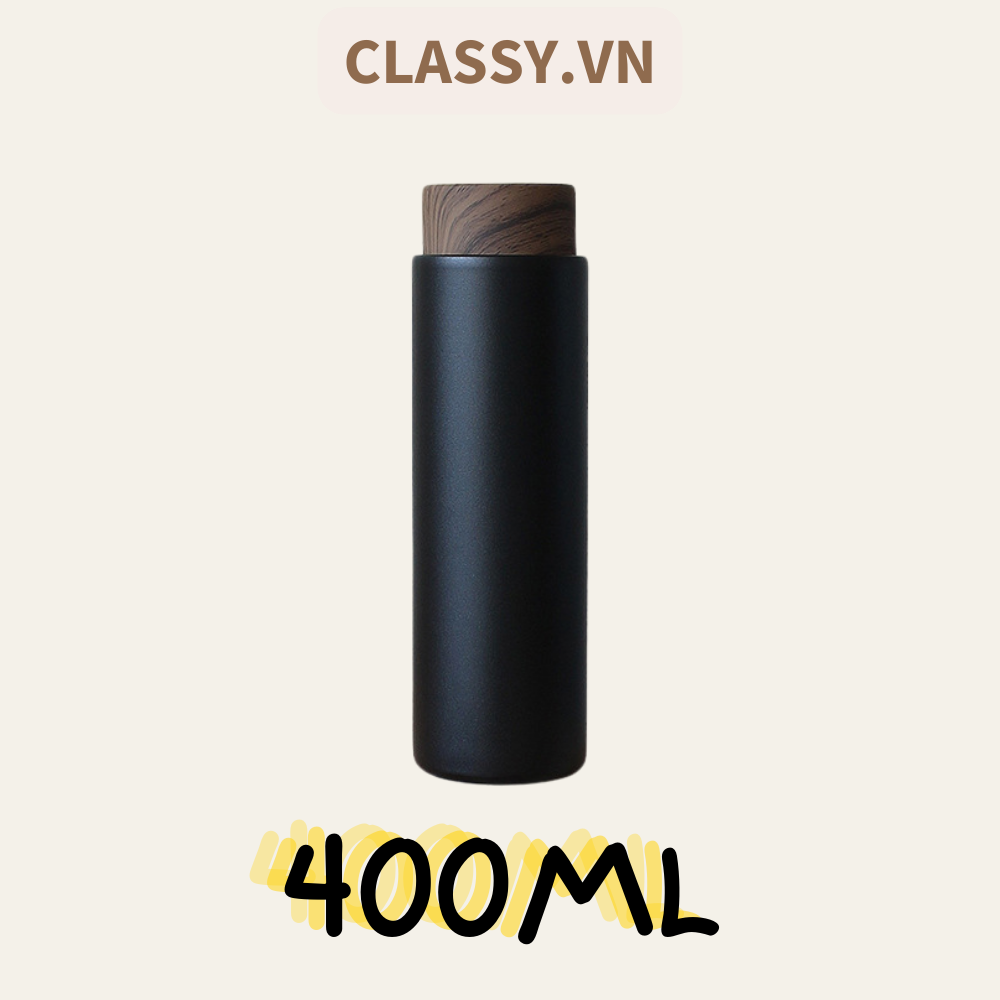 Bình giữ nhiệt inox cao cấp vân gỗ mờ mẫu mới PK1848 DUNG TÍCH 400ml giữ nhiệt lạnh GIỮ NHIỆT TỐT