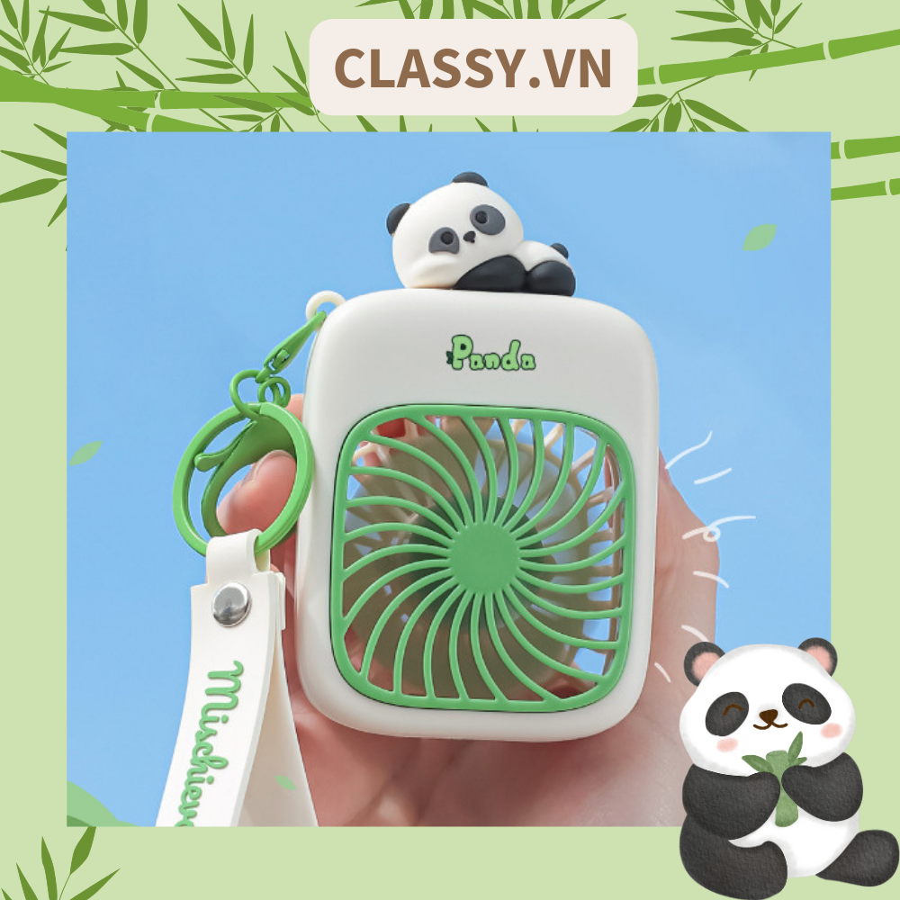 Quạt cầm tay mini tích điện USB liên tục 3-6h hình gấu Panda dễ thương PK1849