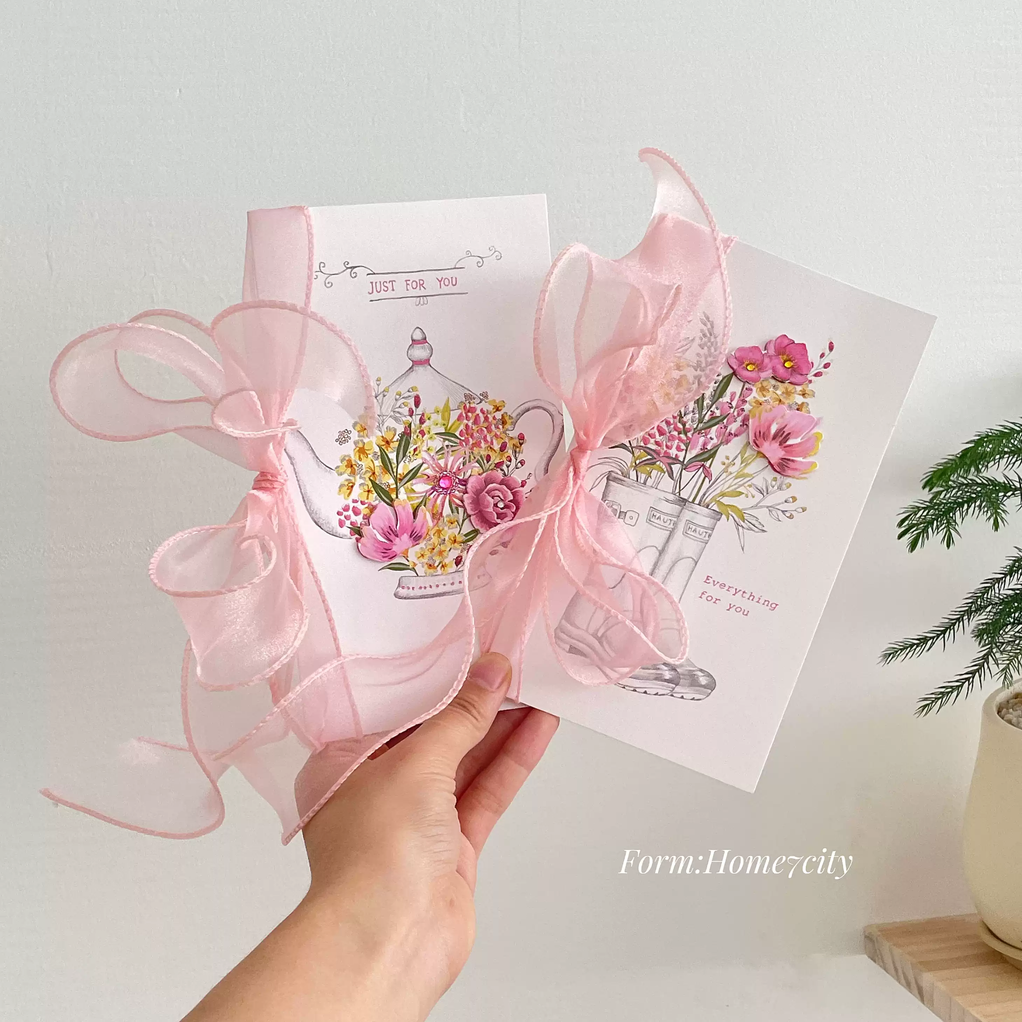 Thiệp kèm Phong bì và Ruy băng vintage Butterfly chúc mừng 8-3, 20-11, Sinh Nhật, Lễ, Cảm Ơn , Tình Yêu PK1873