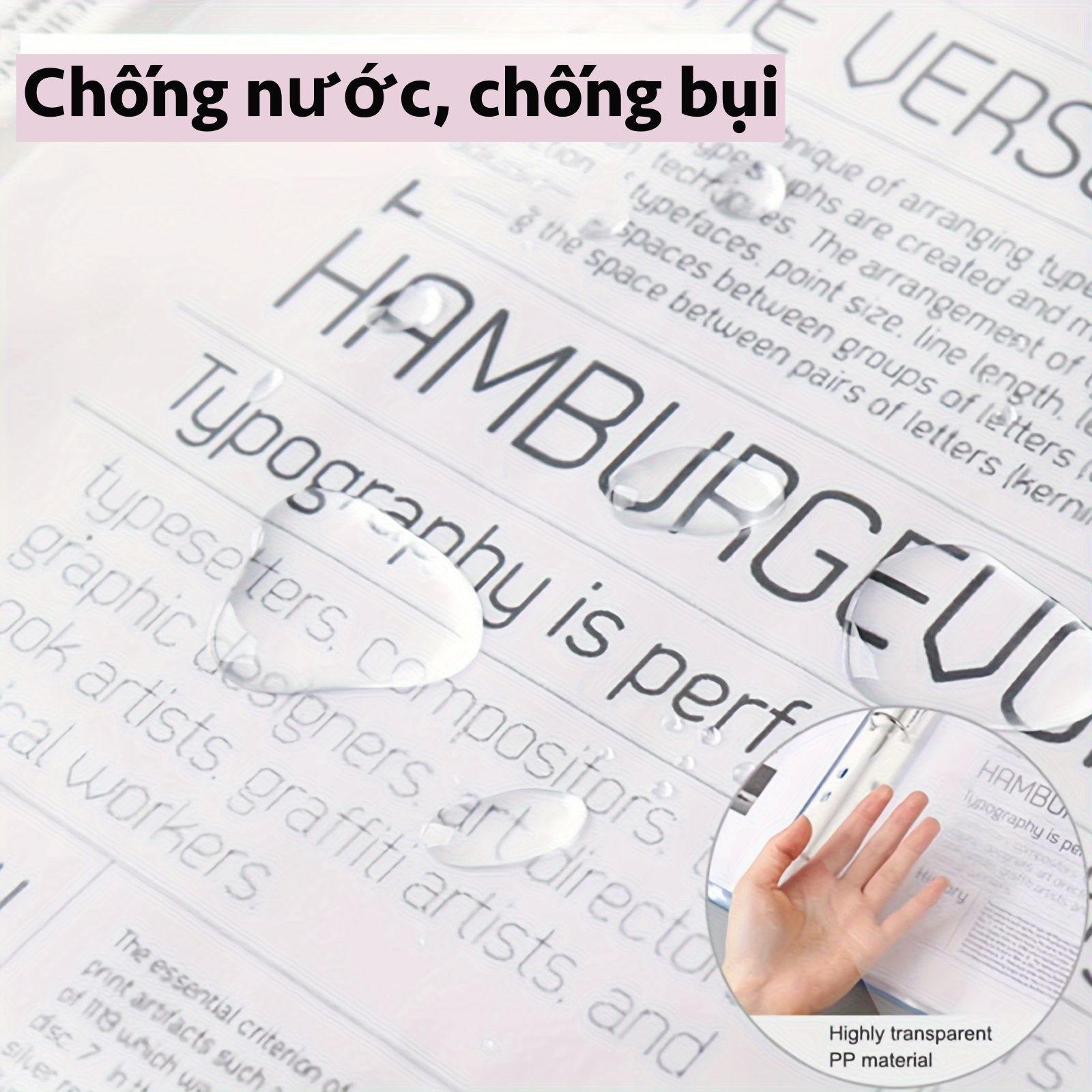 Combo 100 bìa lá đục lỗ kích thước A4 trong suốt, bảo vệ giấy và lắp vào bìa còng cho giới văn phòng PK1874
