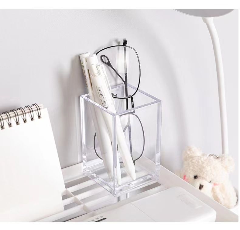 Classy Hộp đựng bút bằng meca trong suốt để bàn, đựng đồ trang điểm, phụ kiện, bút PK1882
