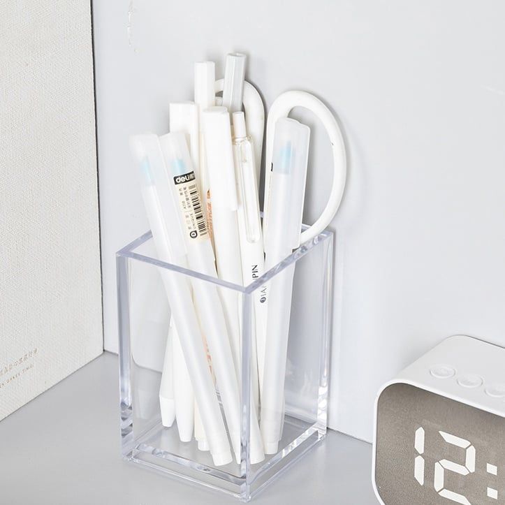 Classy Hộp đựng bút bằng meca trong suốt để bàn, đựng đồ trang điểm, phụ kiện, bút PK1882