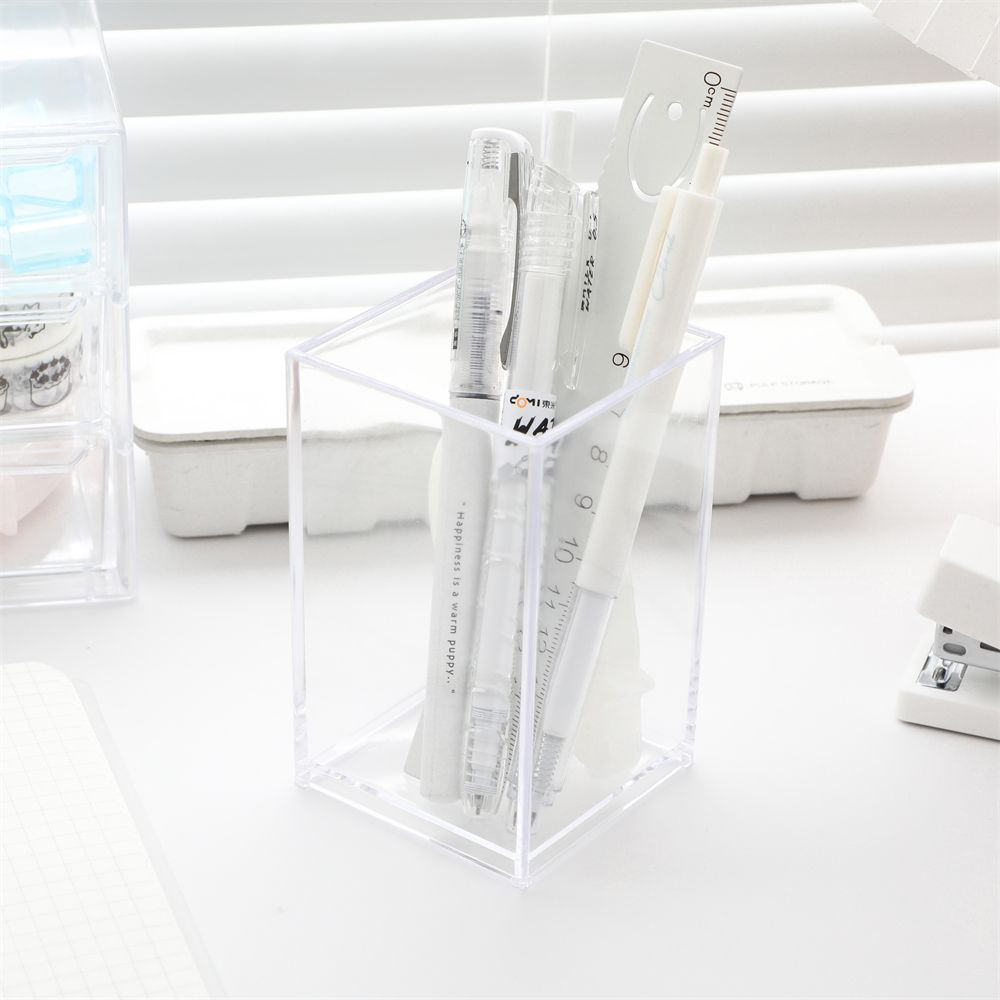 Classy Hộp đựng bút bằng meca trong suốt để bàn, đựng đồ trang điểm, phụ kiện, bút PK1882