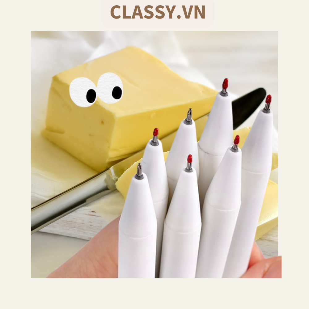 Combo 5 bút bi với 8 biểu cảm, màu trắng ngòi 0.5 cm PK489