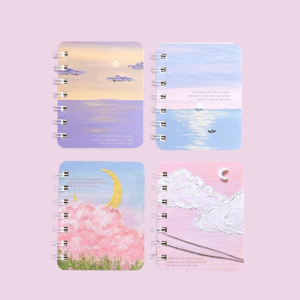 Sổ tay mini lò xo A7 chủ đề bầu trời kích thước 10.5 X 8.5 CM PK634