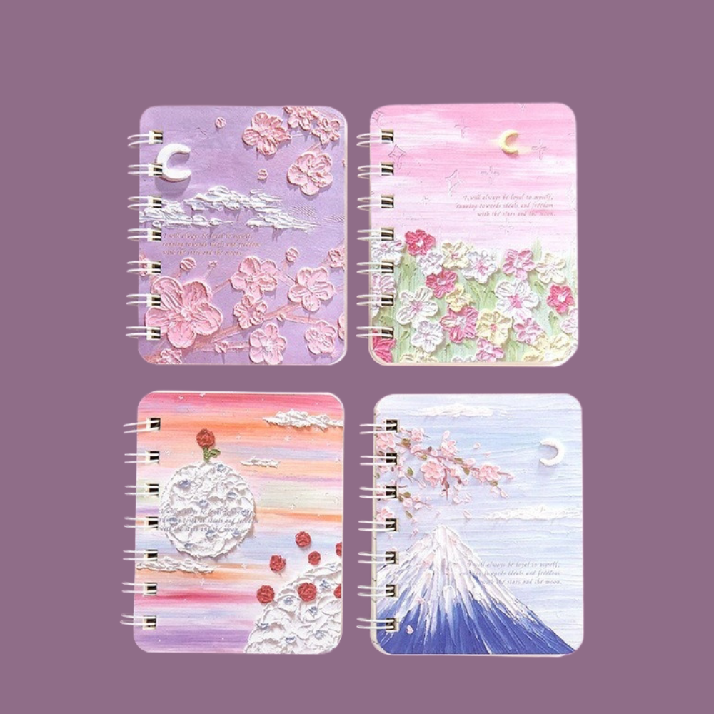 Sổ tay mini lò xo A7 chủ đề bầu trời kích thước 10.5 X 8.5 CM PK634