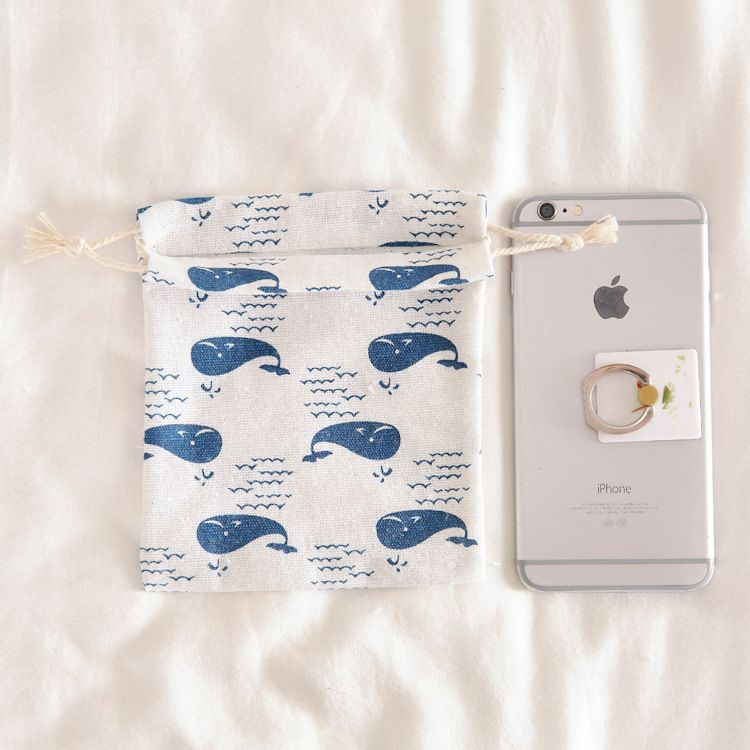 Túi cotton lanh dây rút mini đựng đồ đi du lịch xinh xắn tiện dụng PK646
